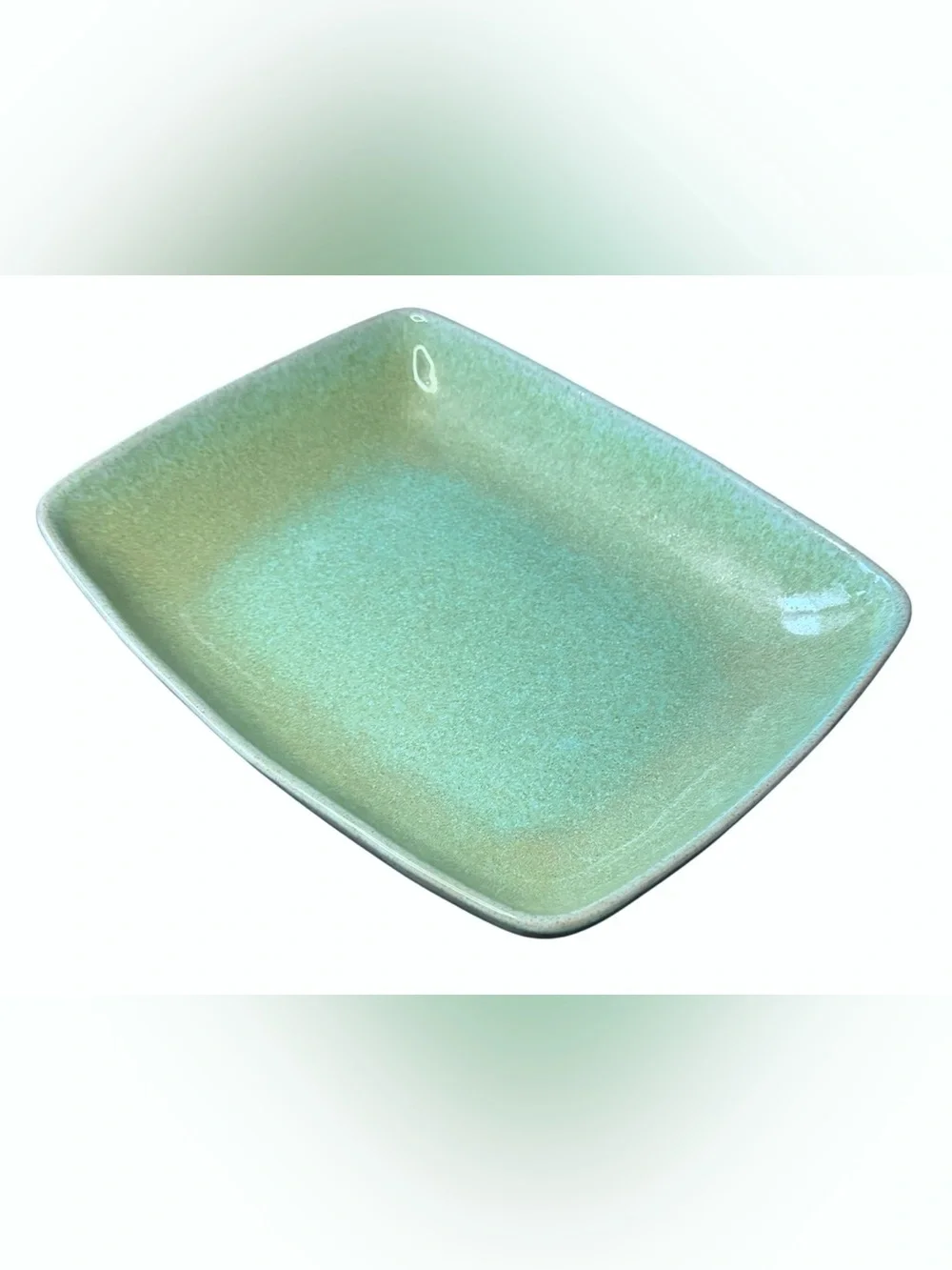1940’s Signed Glidden Pottery Speckled Matrix Turquoise Glazed Tray Dish